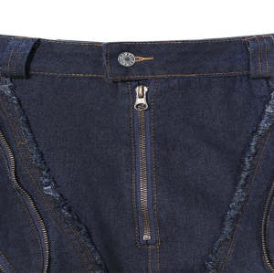 Custom Avant-Garde Distressed Denim Pants with Oversized Pockets