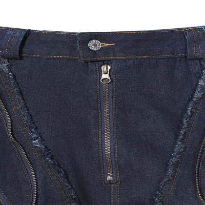 Custom Avant-Garde Distressed Denim Pants with Oversized Pockets