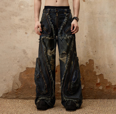 Custom Distressed Cargo Jeans