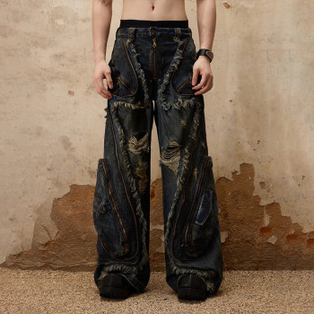 Custom Distressed Cargo Jeans