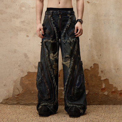 Custom Distressed Cargo Jeans