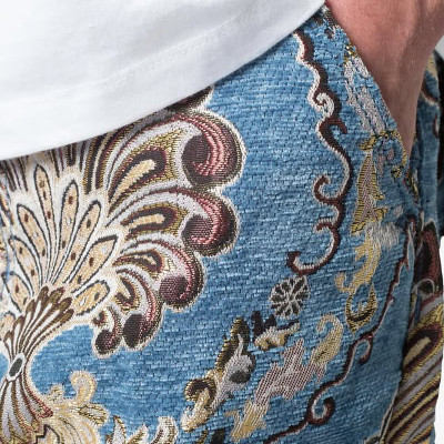 Custom Baroque Pattern Wide-Leg Cargo Pants