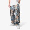 Custom Baroque Pattern Wide-Leg Cargo Pants