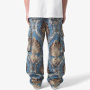Custom Baroque Pattern Wide-Leg Cargo Pants