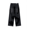 Custom Artistic Hand-Print Washed Wide-Leg Denim