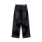 Custom Artistic Hand-Print Washed Wide-Leg Denim