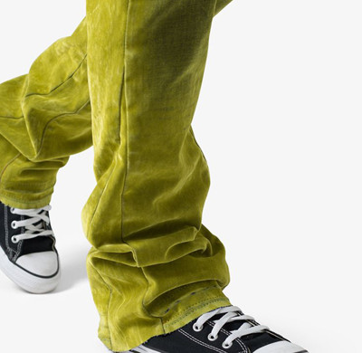 Custom Washed Green Denim Pants