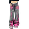 Custom Graffiti Wide-Leg Jeans with Heart Logo