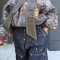 Custom Oversized Rivet-Accented Jeans – Bold Circular Patchwork Design