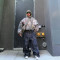 Custom Oversized Rivet-Accented Jeans – Bold Circular Patchwork Design