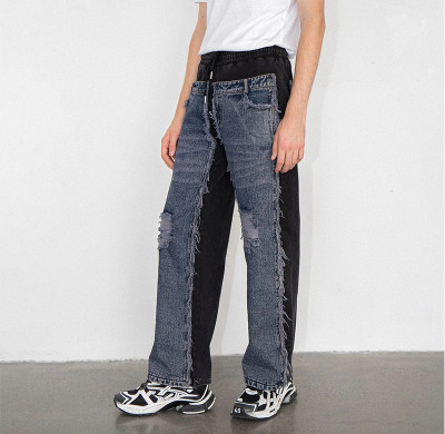 Custom Deconstructed Patchwork Denim Joggers