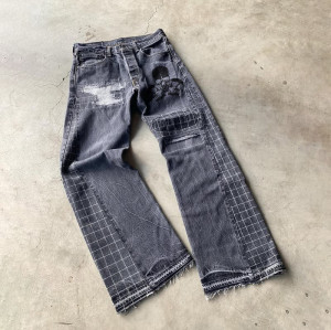 Custom Vintage Patchwork Washed Denim Jeans