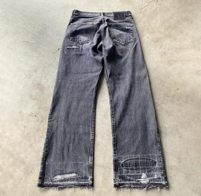 Custom Vintage Patchwork Washed Denim Jeans