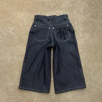 Custom Gothic Cross Wide-Leg Jeans