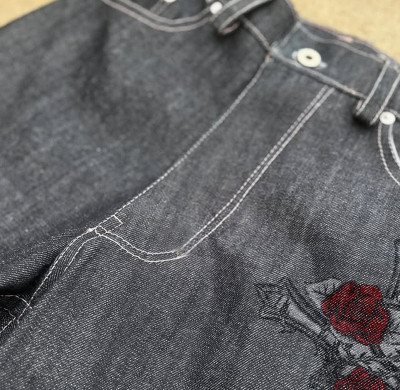 Custom Gothic Cross Wide-Leg Jeans