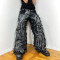 Custom Deconstructed Textured Wide-Leg Pants