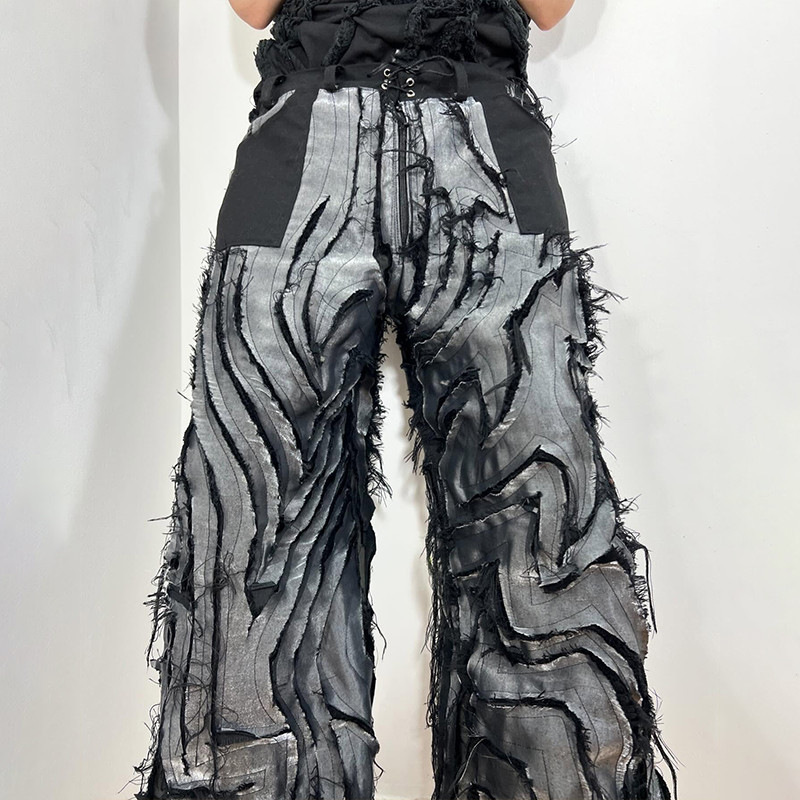 Tailored deconstructed wide-leg pants