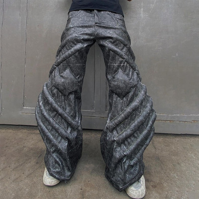 Wide-leg trousers with architectural texture