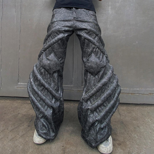 Wide-leg trousers with architectural texture