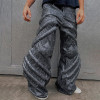 Wide-leg trousers with architectural texture
