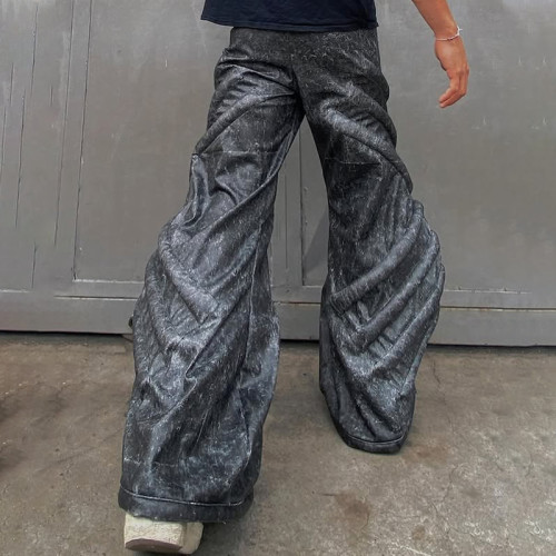 Wide-leg trousers with architectural texture