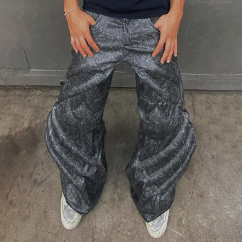 Wide-leg trousers with architectural texture