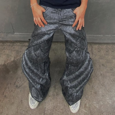 Wide-leg trousers with architectural texture