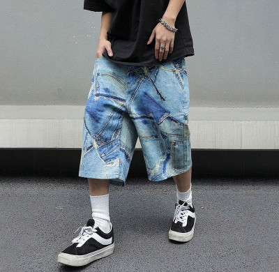 Custom Vintage Patchwork Denim Shorts for Streetwear Brands and Y2K Fashion Enthusiasts