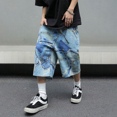 Custom Vintage Patchwork Denim Shorts for Streetwear Brands and Y2K Fashion Enthusiasts
