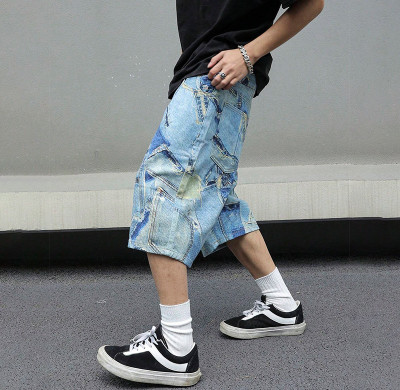 Custom Vintage Patchwork Denim Shorts for Streetwear Brands and Y2K Fashion Enthusiasts