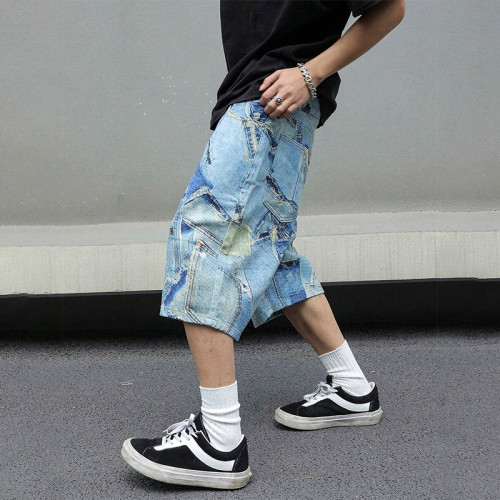 Custom Vintage Patchwork Denim Shorts for Streetwear Brands and Y2K Fashion Enthusiasts