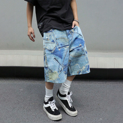 Custom Vintage Patchwork Denim Shorts for Streetwear Brands and Y2K Fashion Enthusiasts