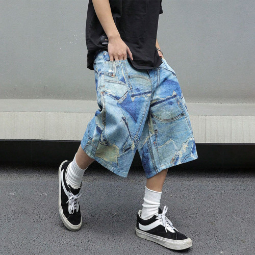 Custom Vintage Patchwork Denim Shorts for Streetwear Brands and Y2K Fashion Enthusiasts