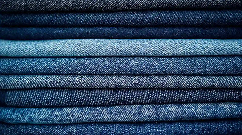 How do fabric weight, stretch content and weave structure impact the fit of black versus blue denim