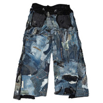 Custom Distressed Patchwork Jeans – Avant-Punk Statement Pants