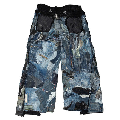 Custom Distressed Patchwork Jeans – Avant-Punk Statement Pants