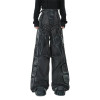 Cyberpunk Armored Wide-Leg Panel Denim Pants