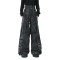 Cyberpunk Armored Wide-Leg Panel Denim Pants