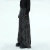 Cyberpunk Armored Wide-Leg Panel Denim Pants