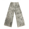 Custom Deconstructed Gray Cargo Denim Pants – Streetwear for High-End Designers