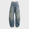 Vintage Multi-Pocket Utility Denim Cargo Pants