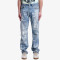 Toile Print Light Wash Artistic Straight-Leg Jeans