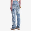 Toile Print Light Wash Artistic Straight-Leg Jeans
