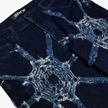 Spiderweb Distressed Deconstructed Wide-Leg Jeans