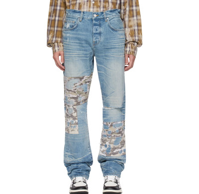 Custom Vintage Cargo Denim Jeans – Curved Stitching & Utility Pockets