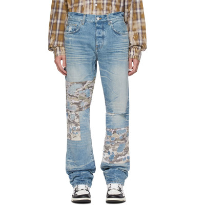 Custom Vintage Cargo Denim Jeans – Curved Stitching & Utility Pockets