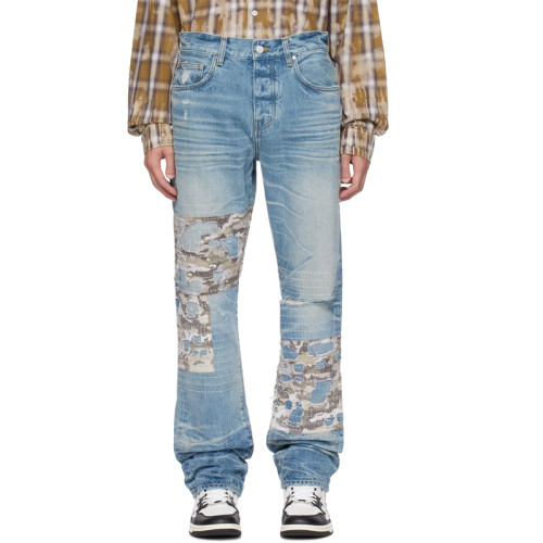 Custom Vintage Cargo Denim Jeans – Curved Stitching & Utility Pockets