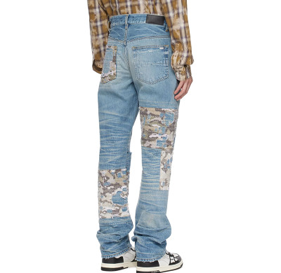 Custom Vintage Cargo Denim Jeans – Curved Stitching & Utility Pockets