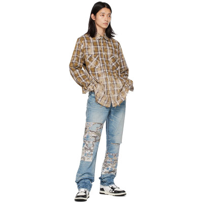 Custom Vintage Cargo Denim Jeans – Curved Stitching & Utility Pockets