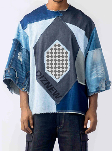 Customized patchwork denim shirt
